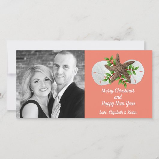 Beach Shells Swag Tropische kerstfotokaart Feestdagenkaart (Voorkant)