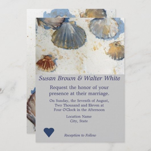 Beach Shells Theme Weddenschap Kaart (Voorkant / Achterkant)