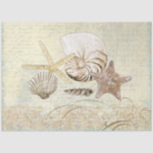 Beach Shells Waterverf  Ephemera ontkoppeling Tissuepapier (Voorkant)