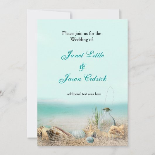 Beach Shells Wedding Party Waterverf Invitation Kaart (Voorkant)