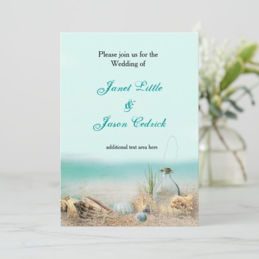 Beach Shells Wedding Party Waterverf Invitation Kaart (Staand voorkant)