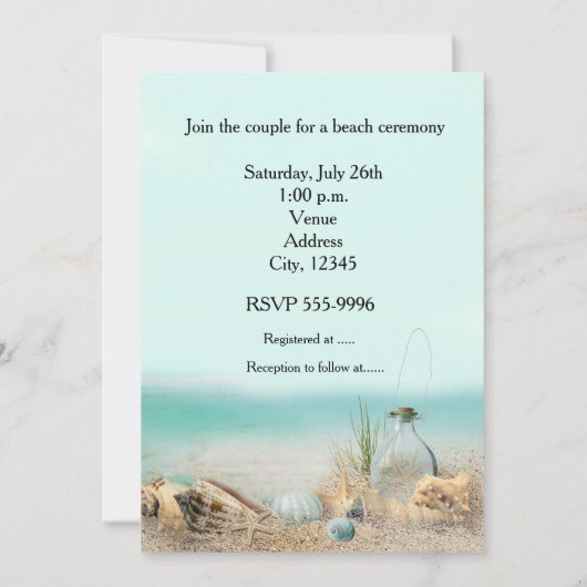 Beach Shells Wedding Party Waterverf Invitation Kaart (Achterkant)