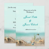 Beach Shells Wedding Party Waterverf Invitation Kaart (Voorkant / Achterkant)