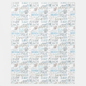 Beach Shells Zee Sand Blue Fleece Deken (Voorkant)
