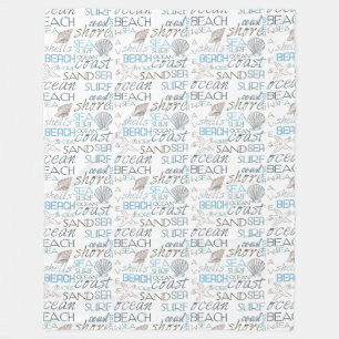 Beach Shells Zee Sand Blue Fleece Deken