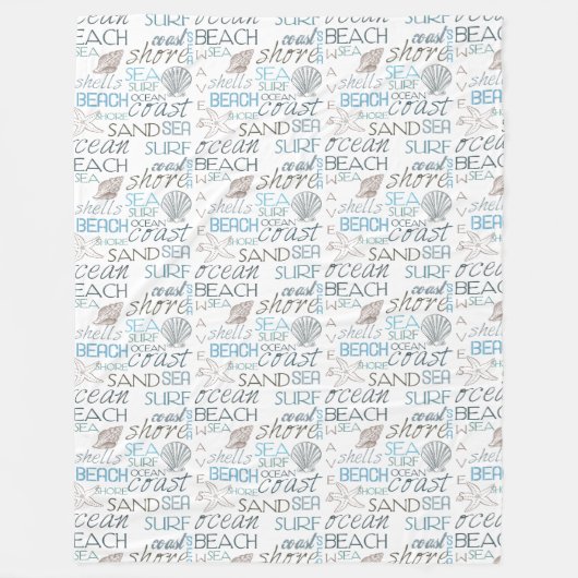 Beach Shells Zee Sand Blue Fleece Deken (Voorkant)