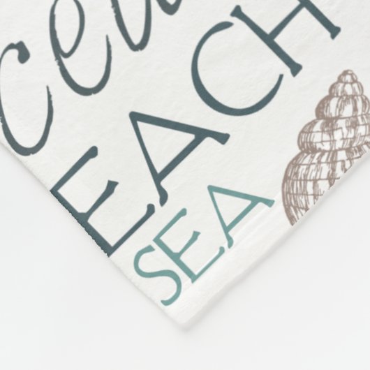 Beach Shells Zee Sand Blue Fleece Deken (Hoek)