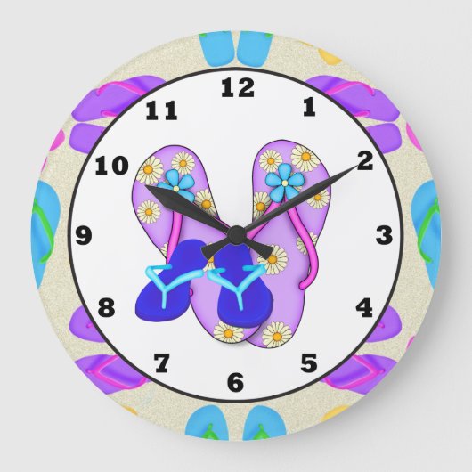 Beach Shoes Tropical wall clock Grote Klok (Voorkant)