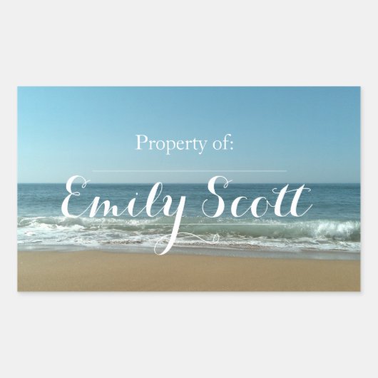 Beach Shore naamlabels Rechthoekige Sticker (Voorkant)