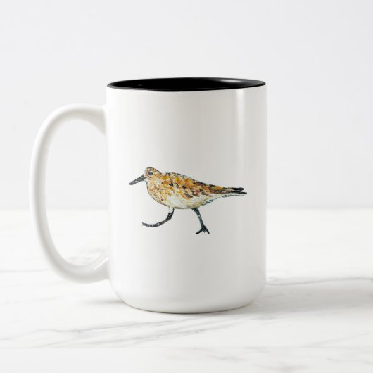 Beach Shorebird Sandpiper Bird Art Tweekleurige Koffiemok (Links)