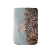 Beach Shorebird Willet met Blauwgroen oceaanachter Badmat (Voorkant Verticaal)