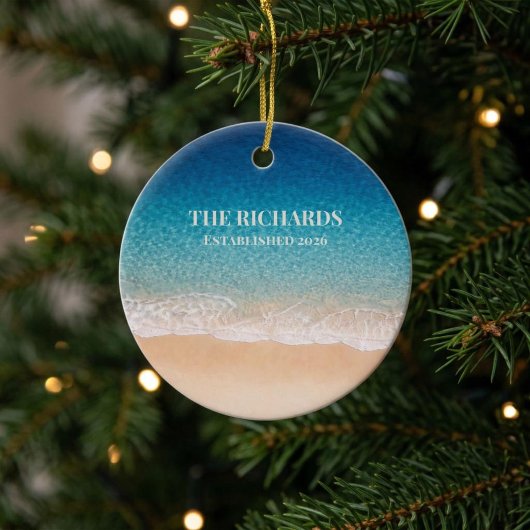 Beach Shoreline Custom Name Keramisch Ornament