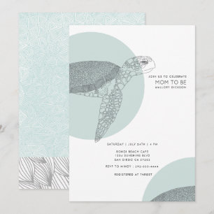 Beach Side Turtle Baby shower   Baby jongen Kaart