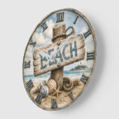 Beach Sign Coastal Beach House Nautical Grote Klok (Hoek)