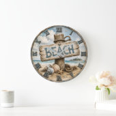 Beach Sign Coastal Beach House Nautical Grote Klok (Huis)