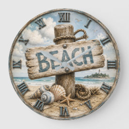 Beach Sign Coastal Beach House Nautical Grote Klok