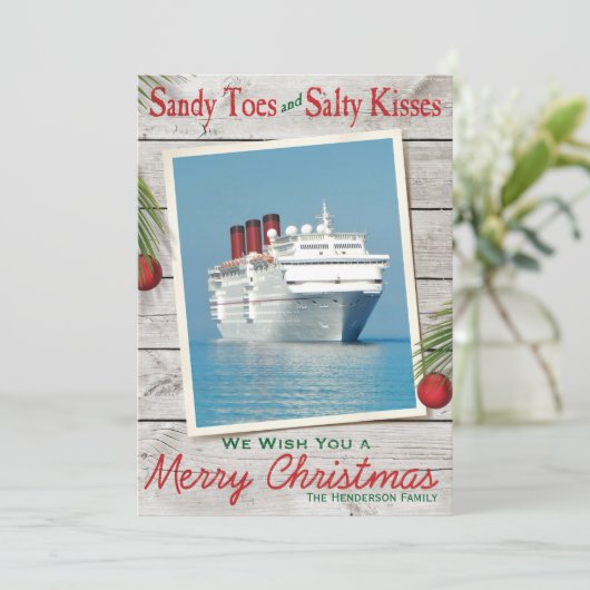 Beach Sign Merry kerstkaart (Staand voorkant)