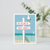 Beach Sign Post Briefkaart (Staand voorkant)