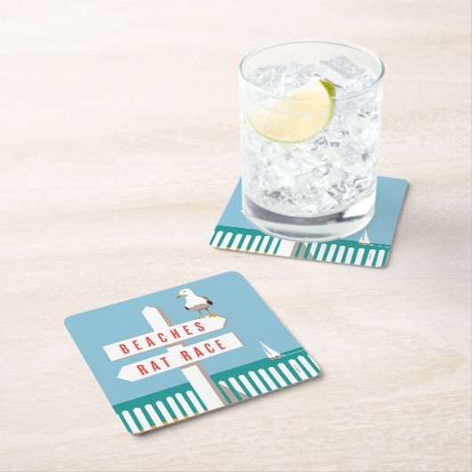 Beach Sign Post Kartonnen Onderzetters (Insitu)