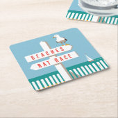 Beach Sign Post Kartonnen Onderzetters (Schuin)