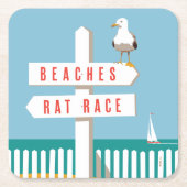 Beach Sign Post Kartonnen Onderzetters (Voorkant)