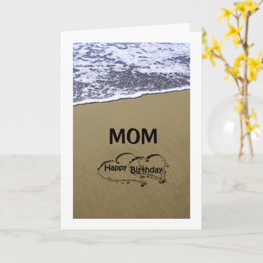 BEACH SIGN ZEGT HAPPY BIRTHDAY *MOM* KAART (Gele Bloem)