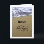 BEACH SIGN ZEGT HAPPY BIRTHDAY SISTER KAART<br><div class="desc">SHOW HAAR VERLIES IN DE ZAND OP DE GROTE DAG VAN JE ZUS ZULLEN ZO SPECIAAL GEVOELD ZIJN</div>