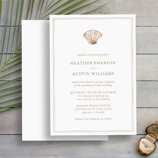 Beach Simple Wedding Invitation Kaart