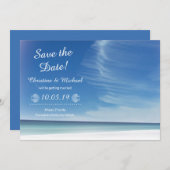 Beach Sky Cloud & Seashells Save the Date Card (Voorkant / Achterkant)