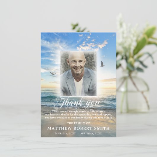 Beach Sky Dank u voor uw sympathie Bedankkaart (Staand voorkant)