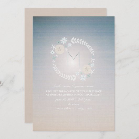 Beach Sky Monogram Weddenschap Kaart (Voorkant / Achterkant)