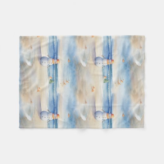 Beach Sneeuwman Fleece Deken (Voorkant (Horizontaal))