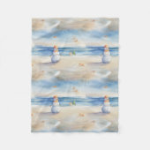 Beach Sneeuwman Fleece Deken (Voorkant)