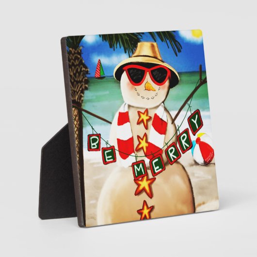 Beach Snowman 'Kerst Inspirivity Plaque Fotoplaat (Voorkant)