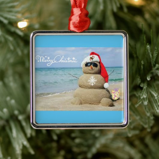 **BEACH SNOWMAN MET GREETTE** CHRISTMAS ORNAMENT (Boom)