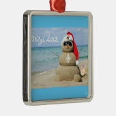 **BEACH SNOWMAN MET GREETTE** CHRISTMAS ORNAMENT (Rechts)