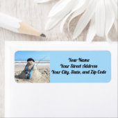 Beach Snowman - Sand Sculpture - Adresetiketten Etiket (Insitu)