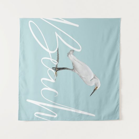 Beach Snowy Egret Wandkleed (Voorkant (horizontaal))