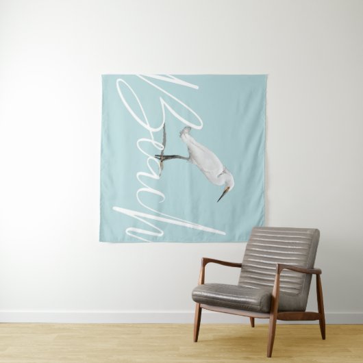 Beach Snowy Egret Wandkleed (In Situ (horizontaal))