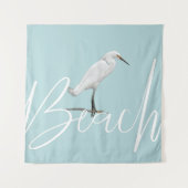 Beach Snowy Egret Wandkleed (Voorkant)
