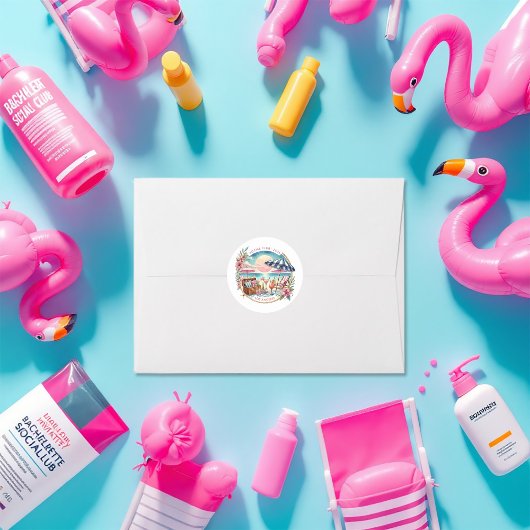 Beach Social Club Bachelorette Weekend Custom Ronde Sticker