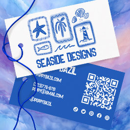 BEACH Sociale Icon QR Code Aangepaste Hang Tag  Visitekaartje