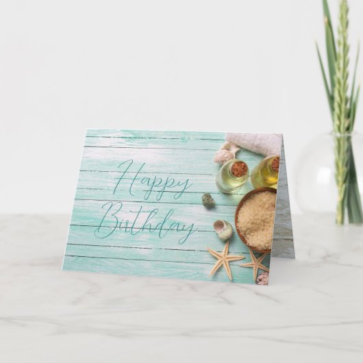 Beach Spa Happy Birthday Custom Message Kaart (Voorkant)