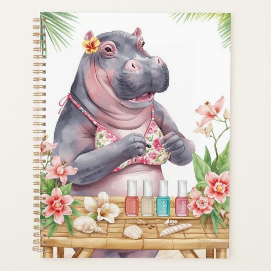 Beach Spa Hippo in Bikini Manicure Coastal Beauty Planner (Voorkant)