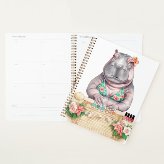 Beach Spa Hippo in Bikini Manicure Coastal Beauty Planner (Display)