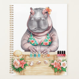 Beach Spa Hippo in Bikini Manicure Coastal Beauty Planner