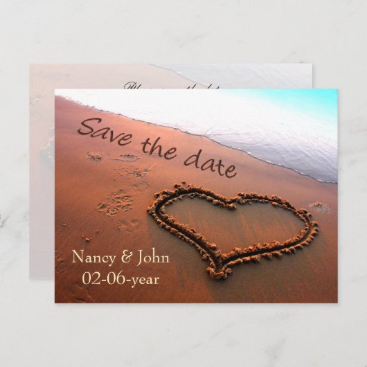 Beach Sparen de datum Aankondigingskaart (Voorkant / Achterkant)