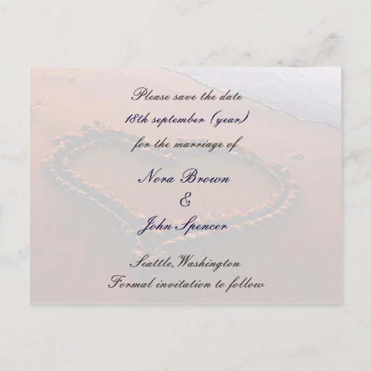 Beach Sparen de datum Aankondigingskaart (Achterkant)