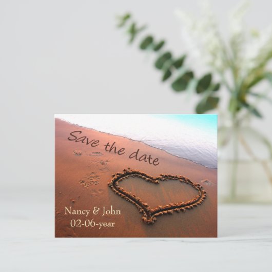 Beach Sparen de datum Aankondigingskaart (Staand voorkant)