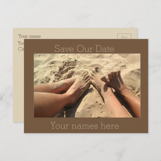 Beach Sparen de datum Aankondigingskaart (Voorkant / Achterkant)